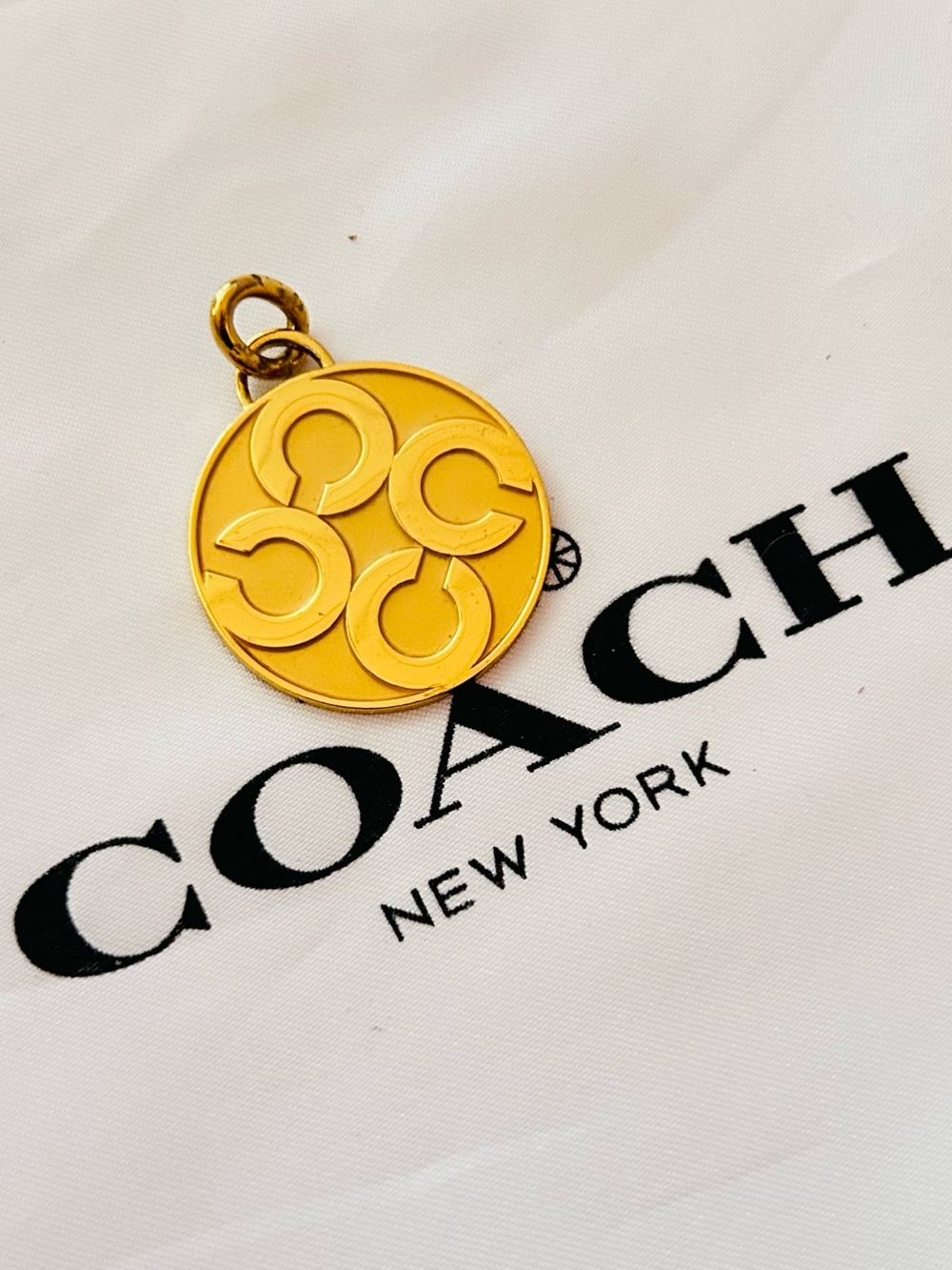 Coach Y2K 1941 Gold Tone Circle Pendent Necklace/ Bracelet/ Keychain/ Bag Charm